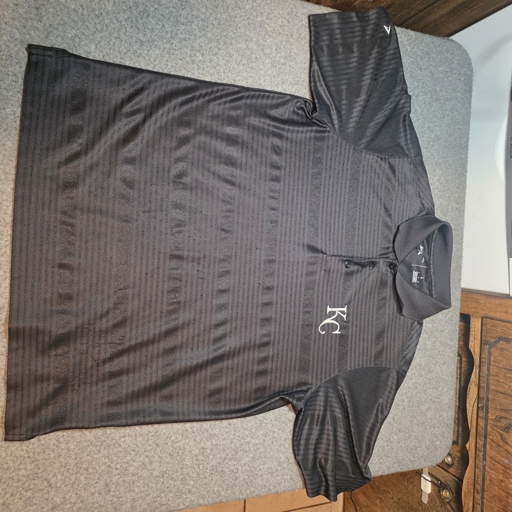 black striped Antigua Kansas City Royals men's golf polo shirt Large D2